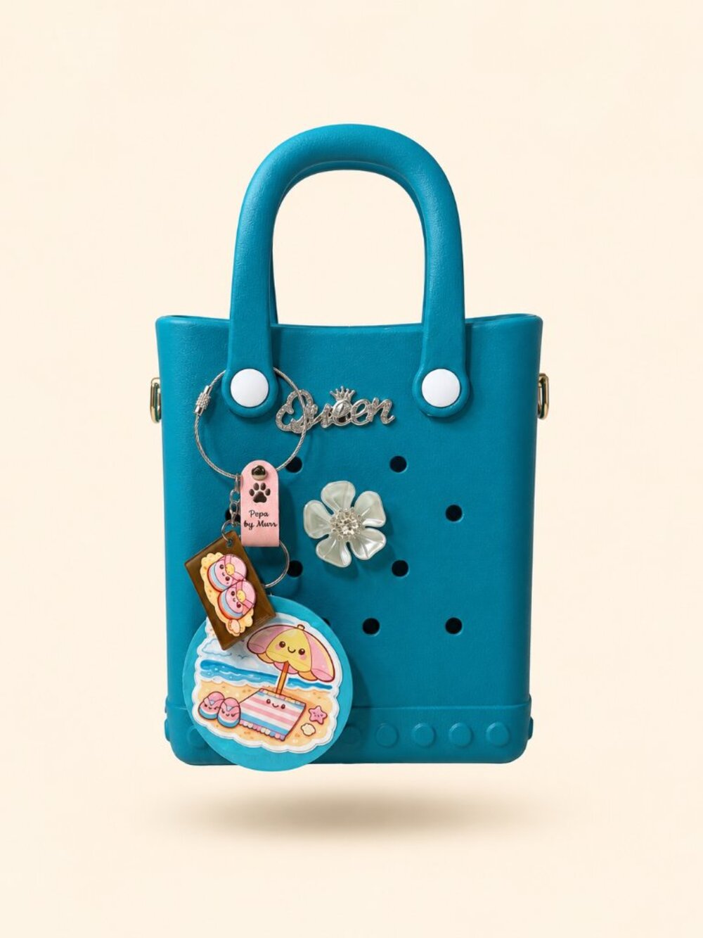 Teal Rubber Mini Tote Bag – Queen Charm Crossbody